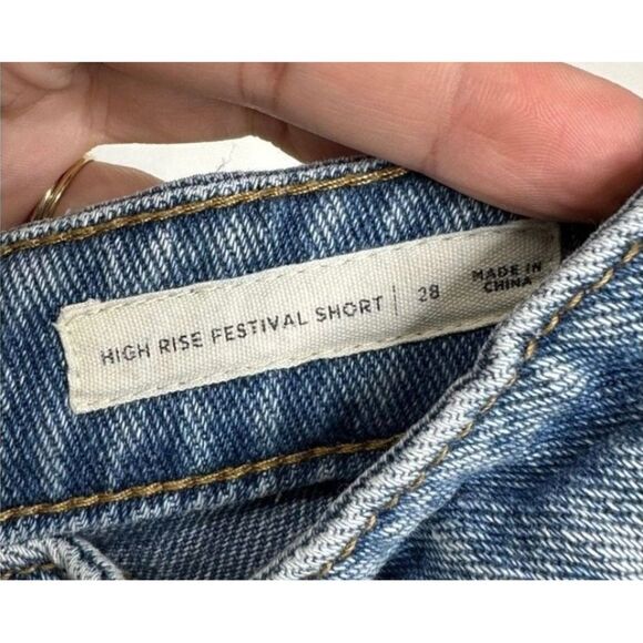 Pacsun High Rise Festival Denim Shorts Distressed Frayed Hem Blue Size 28 - Picture 5 of 6